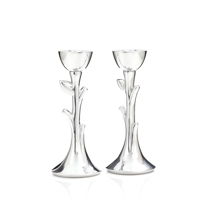 Nambe NambÃ© Tree of Life Sabbath Candlesticks - 8-Inch Sculptural Candle Holders, Elegant Alloy Shabbat Table Accents & Taper Candles, Hanukkah Gifts & Contemporary Judaica DÃ©cor - Image 1